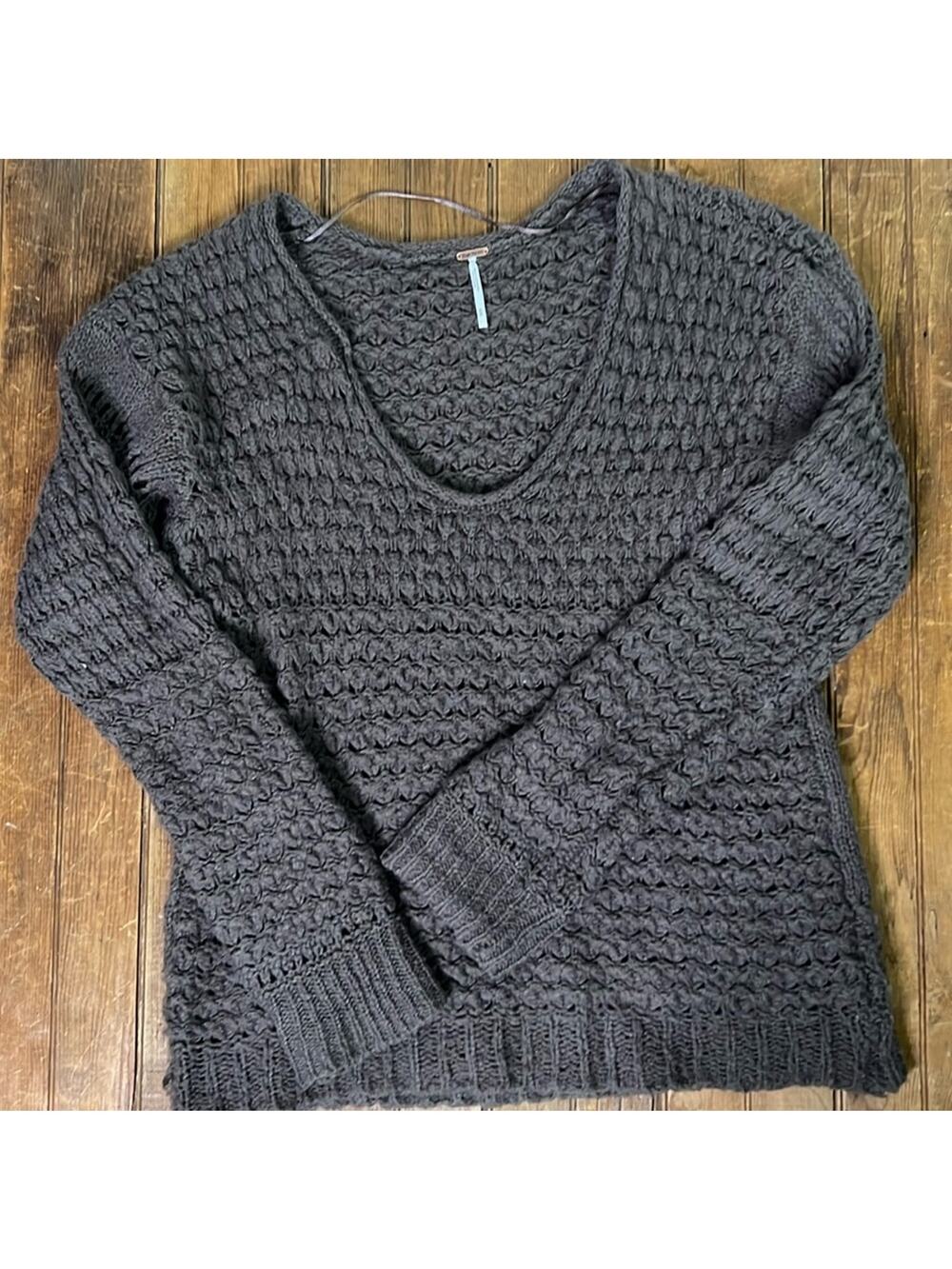 Women’s Free People Sweater oversized chunky loose knit brown acrylic size md
